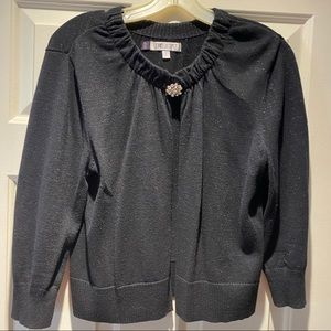 Black with sparkle cardigan with jewel snap closure Size L